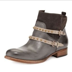 Alberto Fermani Emma Size 7 Italian Stud Straps Ankle Leather Booties